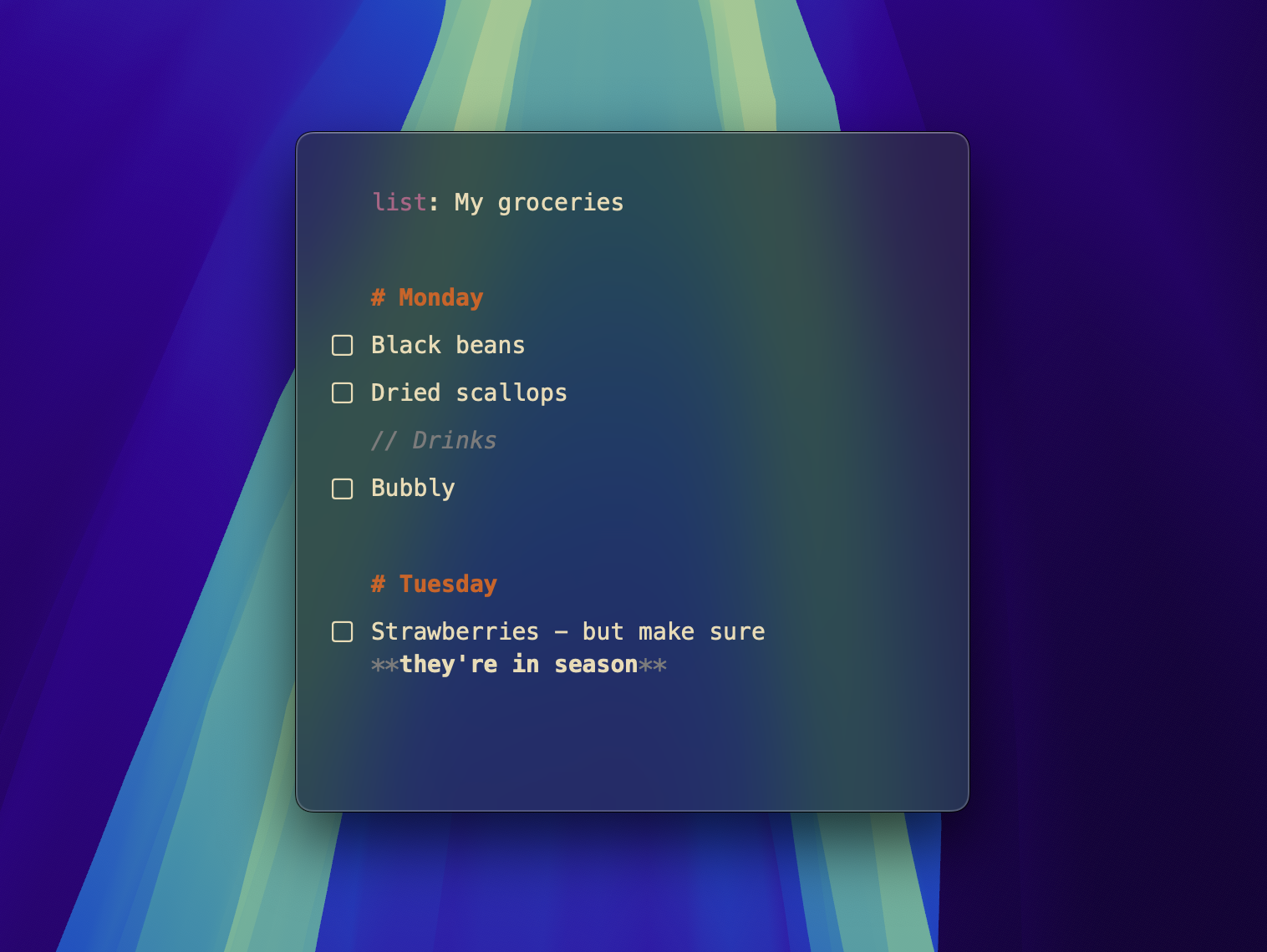 Markdown example
